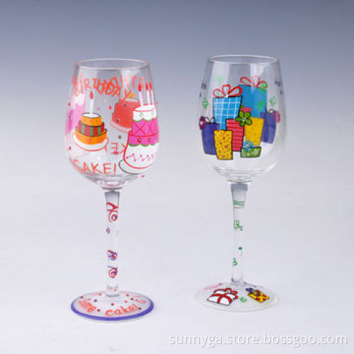 New Hand Painted Wine Glass